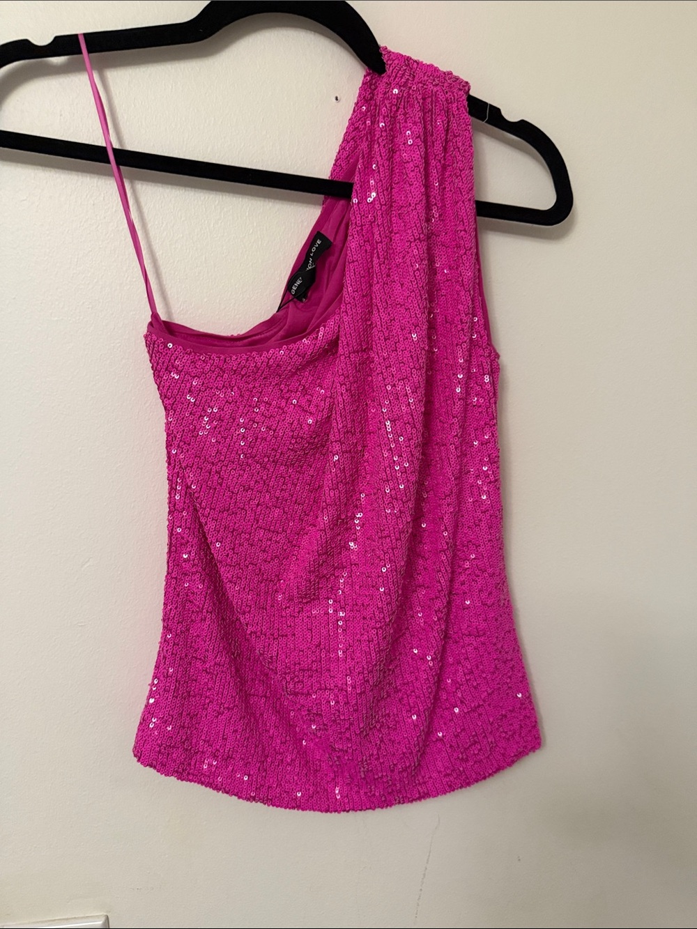 NWT Generation Live One-Shoulder Sequin Tank Top - Hot Pink XXS